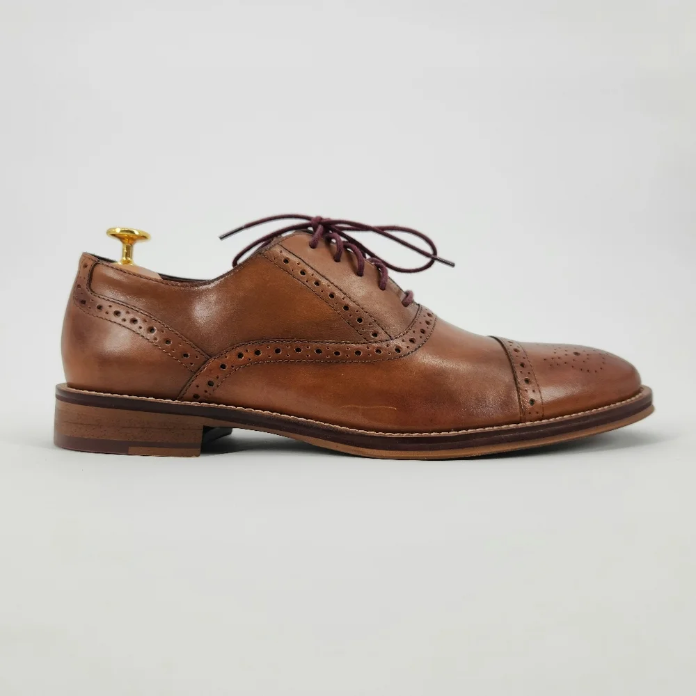 Johnston & Murphy Conard Cap Toe Men's Brown Leather Dress Shoes Size 9.5 M - Picture 2 of 16